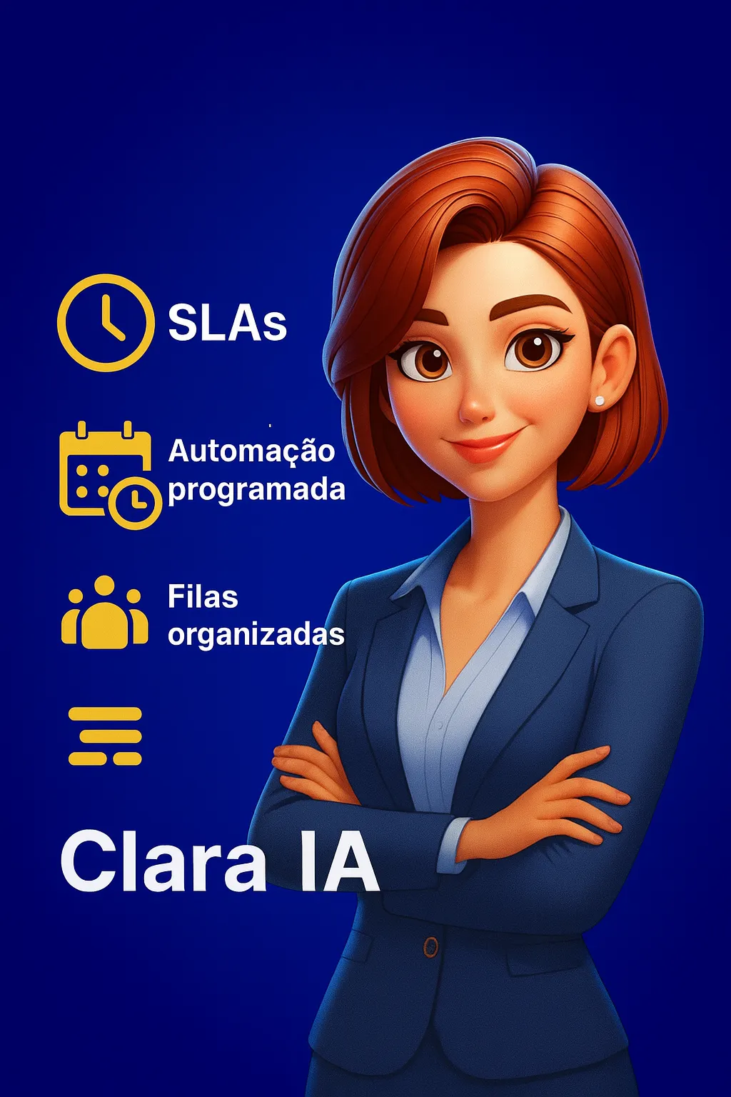 Clara IA informando SLA, coletando dados e encaminhando a demanda para a fila correta.