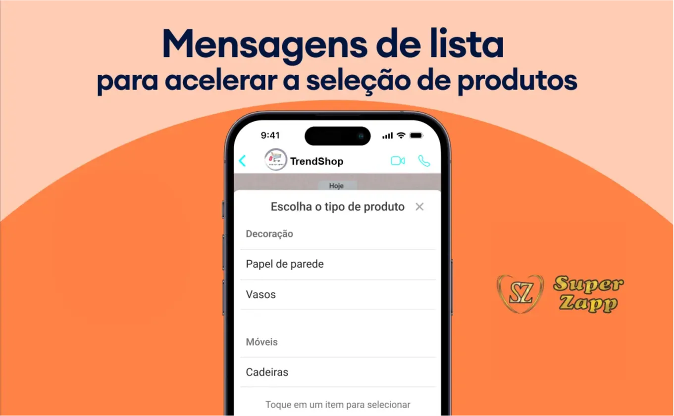 mensagem de lista WhatsApp | Super Zapp